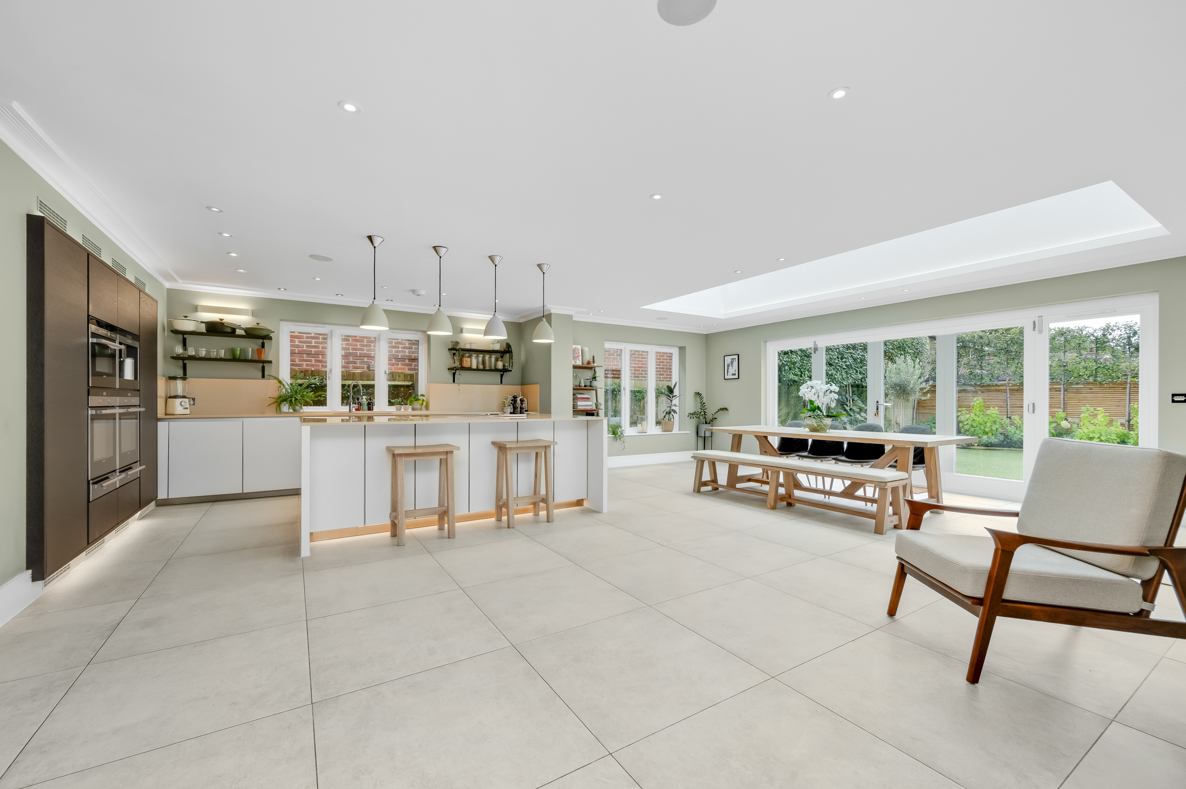 A substantial detached family house with a landscaped garden in Cobham