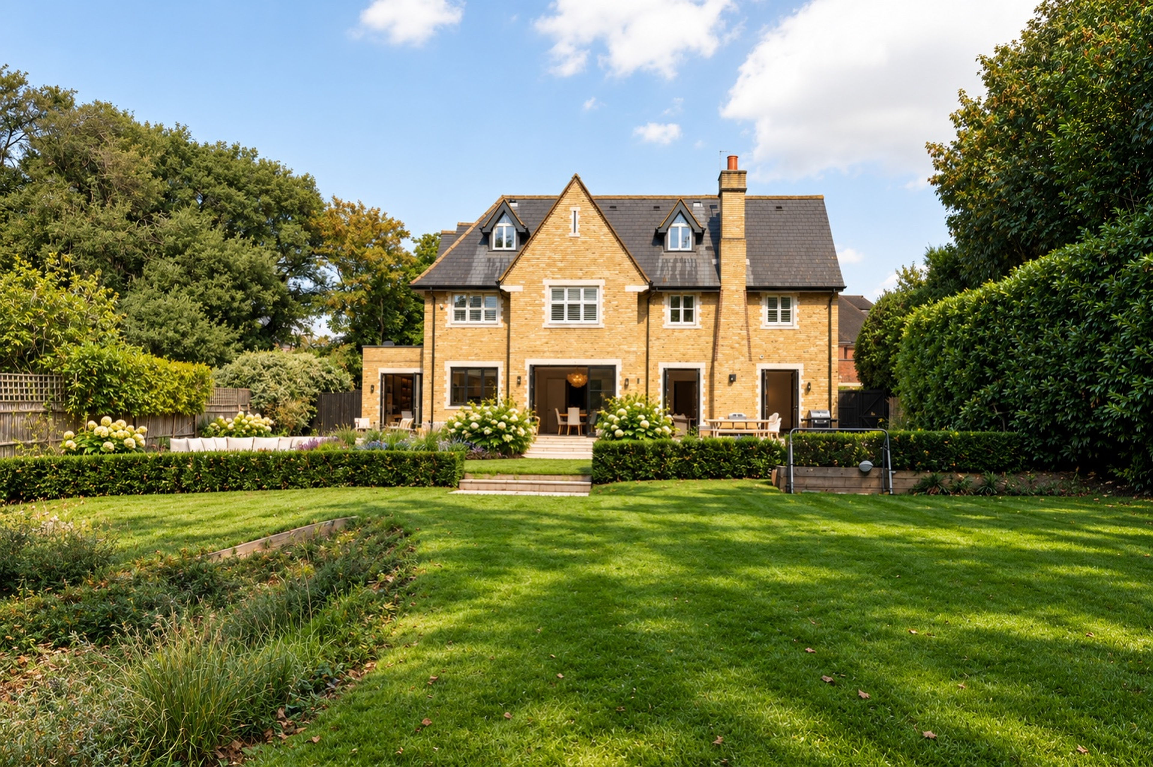 A detached family house on an impressive 0.63 acre plot in a gated Wimbledon set