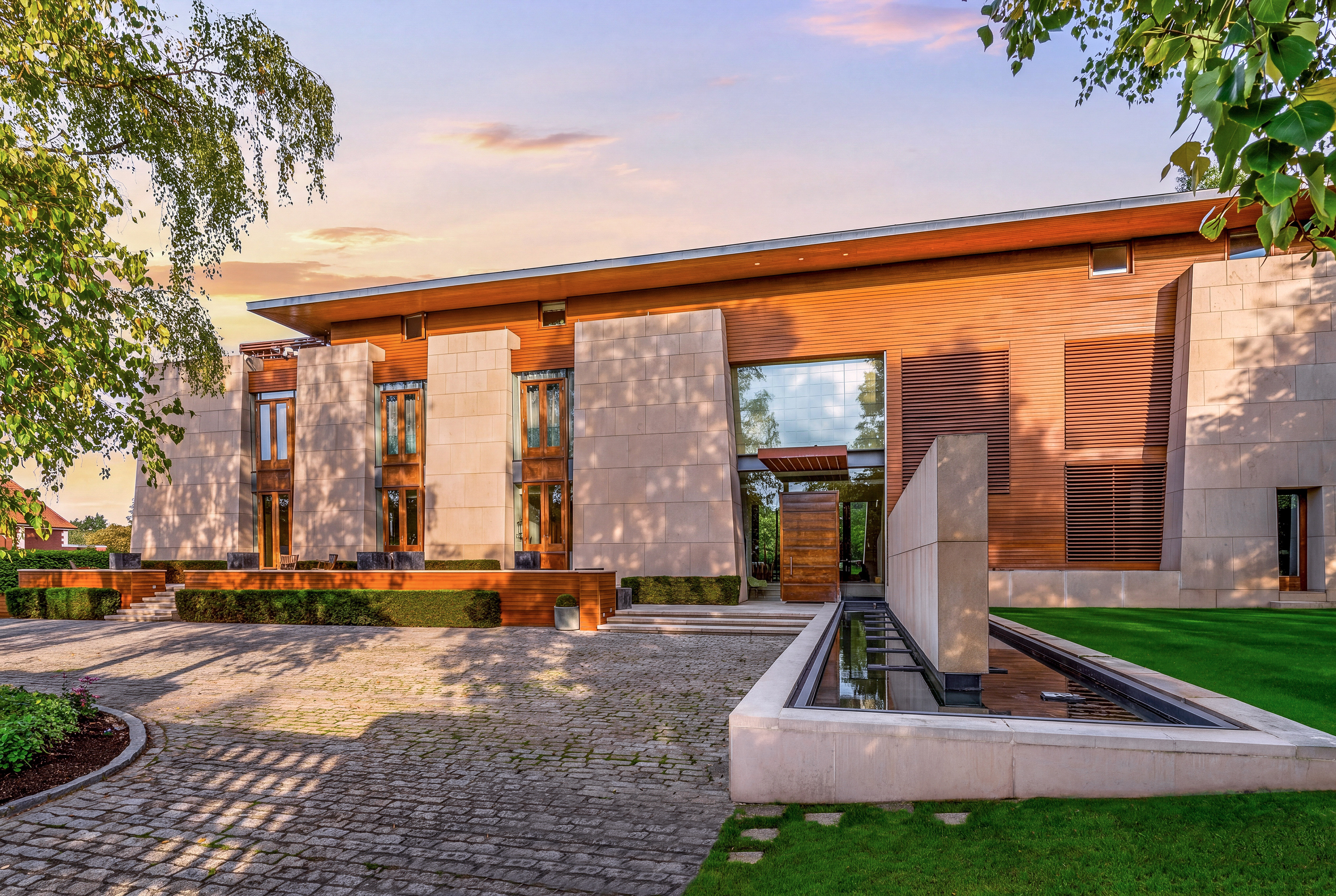 An architectural house on The Bishops Avenue with an indoor-outdoor pool